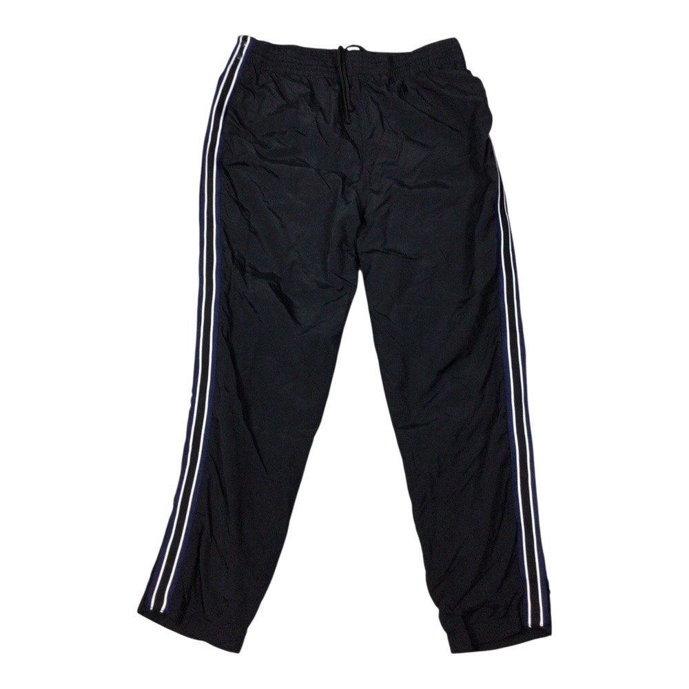 Mitchell & Ness Black Track Pants White Blue Black Side Stripes Snap Legs Large